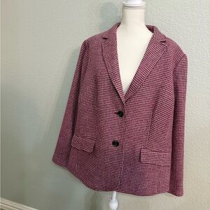 Talbots Pink Houndstooth Blazer